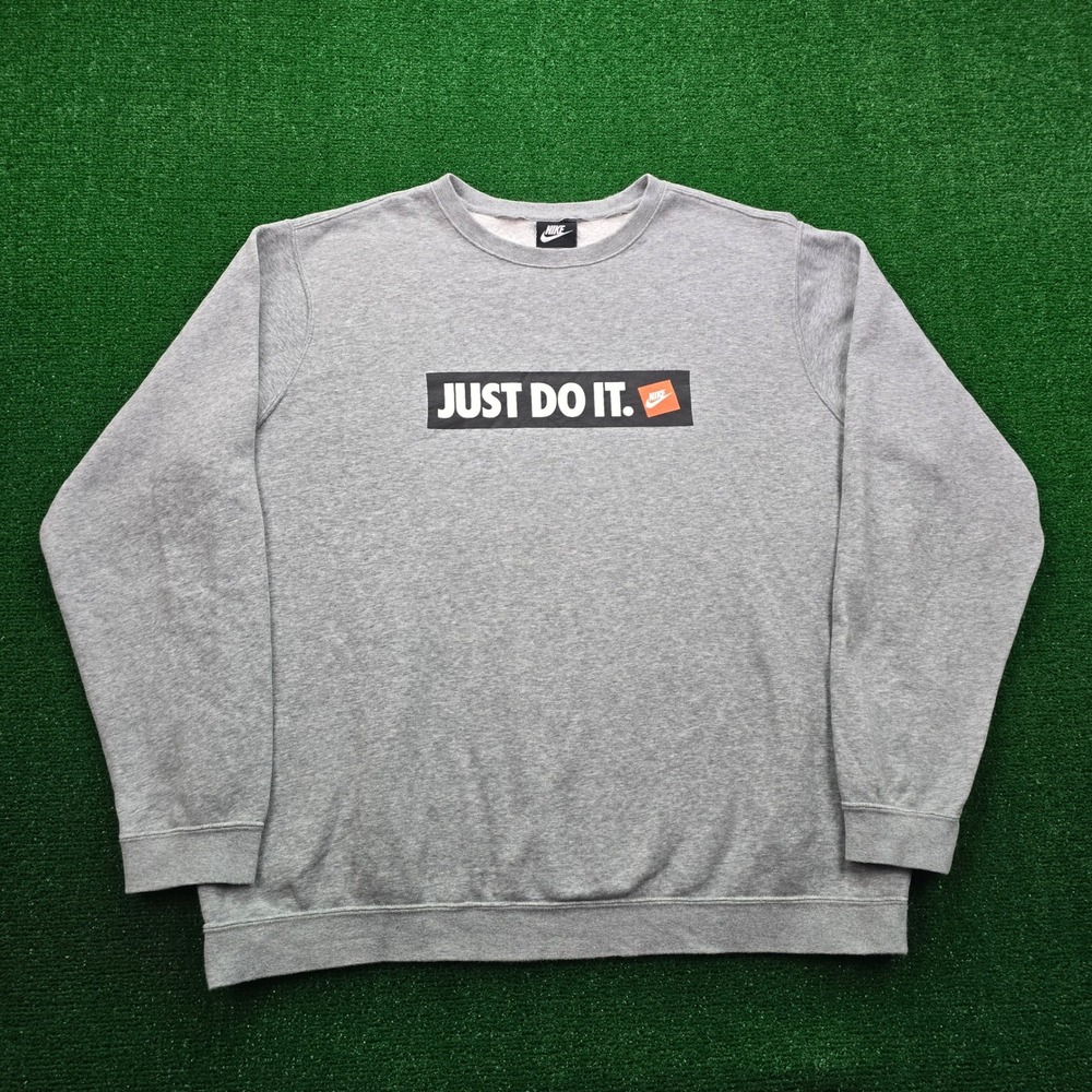 Nike Sweatshirt Mens 2XL Gray Fleece Pullover Just Dot It Retro 928699-063